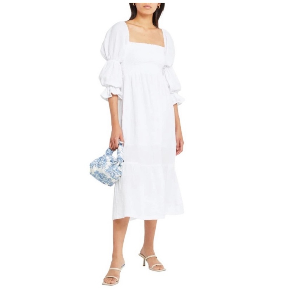 OPT Brigitte Aphrodite Cotton Smocked Gauze Midi Dress